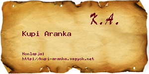 Kupi Aranka névjegykártya